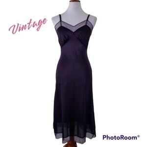 Vintage 40s Navy Blue Vanity Fair Nylon Slip Dress‎